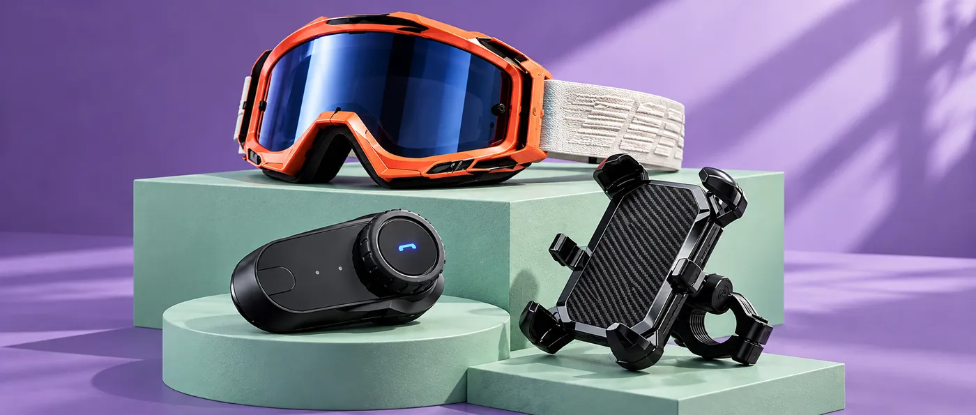 Gafas, intercomunicador y soporte de celular