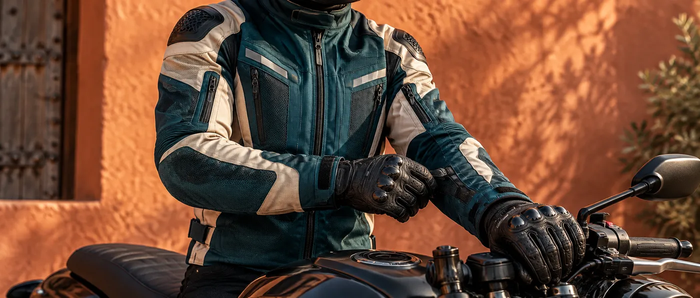 Chaqueta y guantes de moto