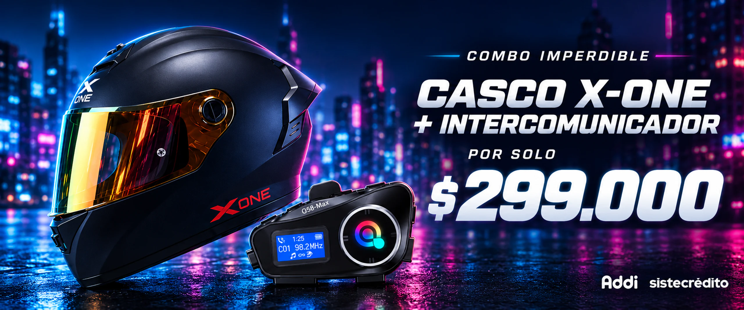 Combo casco X-One X-500 con intercomunicador